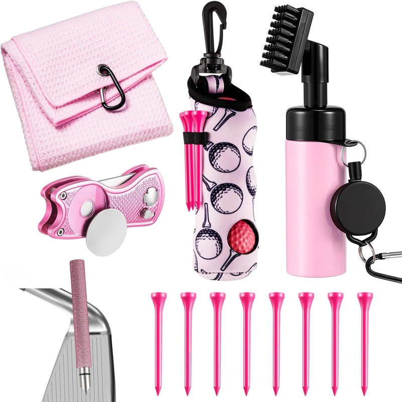 LaRandom 13 Pcs Golf Accessories Kit, Include Golf Ball Bag with Hook Towel Tees Magnetic Ball Marker Divot Tool Cleaner Water Brush Groove Sharpener Tool for Women Man Gifts - Image 1